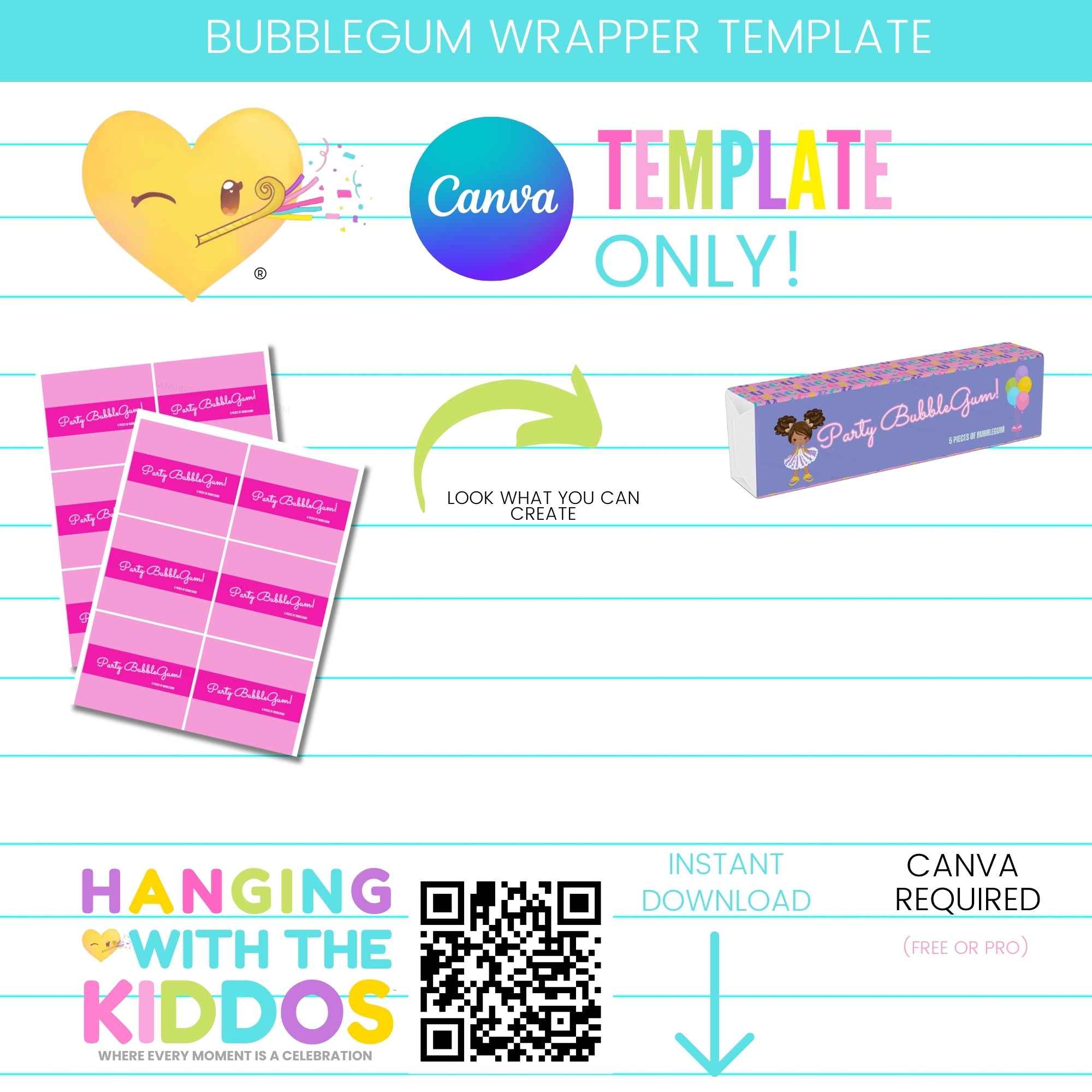 Printable Party Favor Templates: Bubblegum Wrapper – Studio Hanging ...