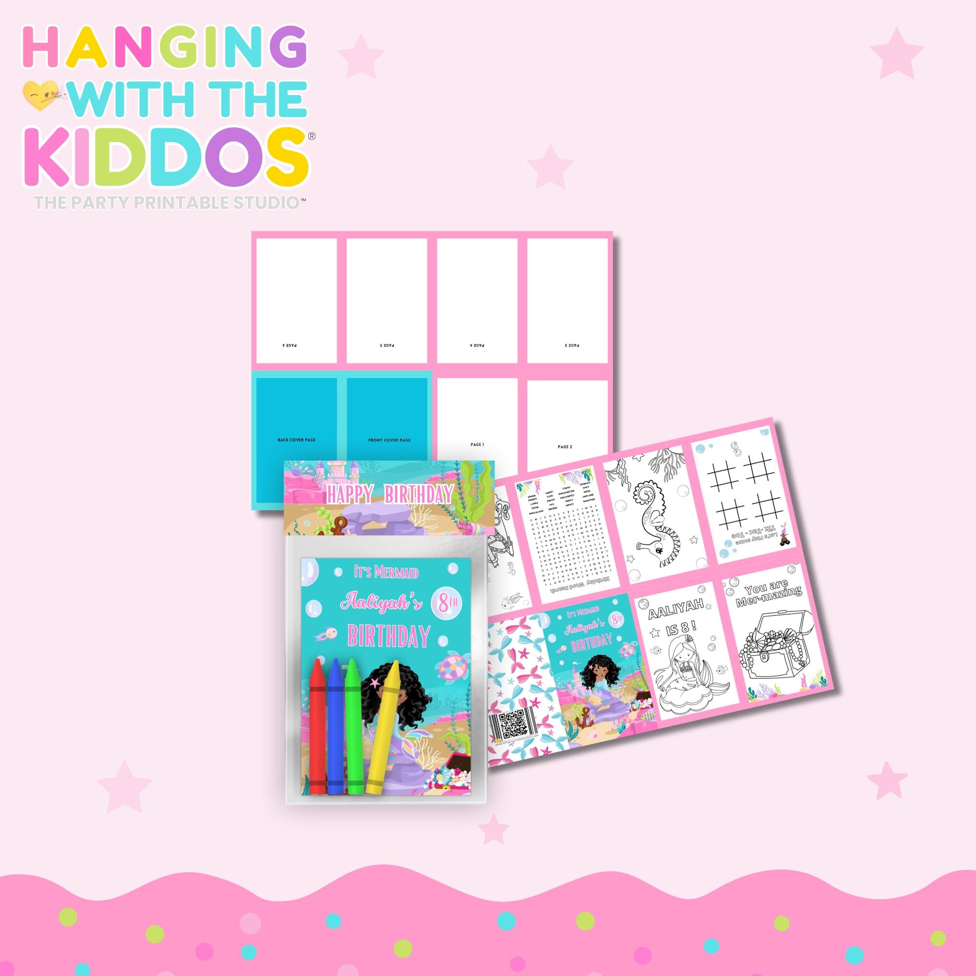 Mini Coloring Book Bag Topper – Foldable Party Favor Template – Studio ...